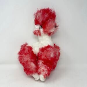 Vintage Superior Toy & Novelty Red & White Poodle Stuffed Foam Pellet Plush 15"